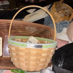 Longaberger Basket with Tan and Green Accents